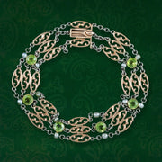 Antique Edwardian Peridot Pearl Bracelet 