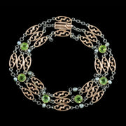 Antique Edwardian Peridot Pearl Bracelet 