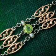 Antique Edwardian Peridot Pearl Bracelet 