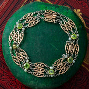 Antique Edwardian Peridot Pearl Bracelet 