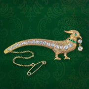 Antique Edwardian Pheasant Brooch Diamond Emerald 18ct Gold 