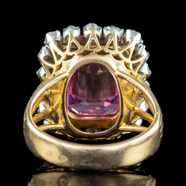 Antique Edwardian Pink Sapphire Diamond Ring 8.5ct Synthetic Sapphire 