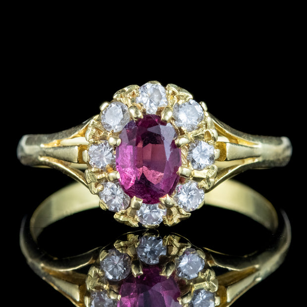 Antique Edwardian Ruby Diamond Cluster Ring 0.80ct Ruby
