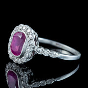 Antique Edwardian Ruby Diamond Cluster Ring 1ct Ruby