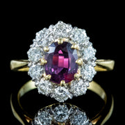 Antique Edwardian Ruby Diamond Cluster Ring 1.8ct Ruby