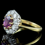 Antique Edwardian Ruby Diamond Cluster Ring 1.8ct Ruby