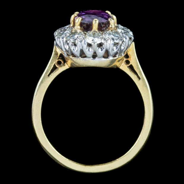 Antique Edwardian Ruby Diamond Cluster Ring 1.8ct Ruby