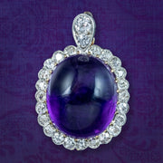 Antique Edwardian Russian Amethyst Diamond Pendant 16ct Amethyst 