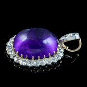 Antique Edwardian Russian Amethyst Diamond Pendant 16ct Amethyst 