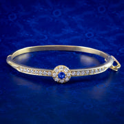 Antique Edwardian Sapphire Diamond Bangle 18ct Gold