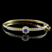 Antique Edwardian Sapphire Diamond Bangle 18ct Gold