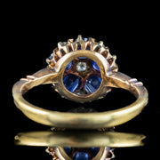 Antique Edwardian Sapphire Diamond Daisy Cluster Ring 0.50ct Sapphire 