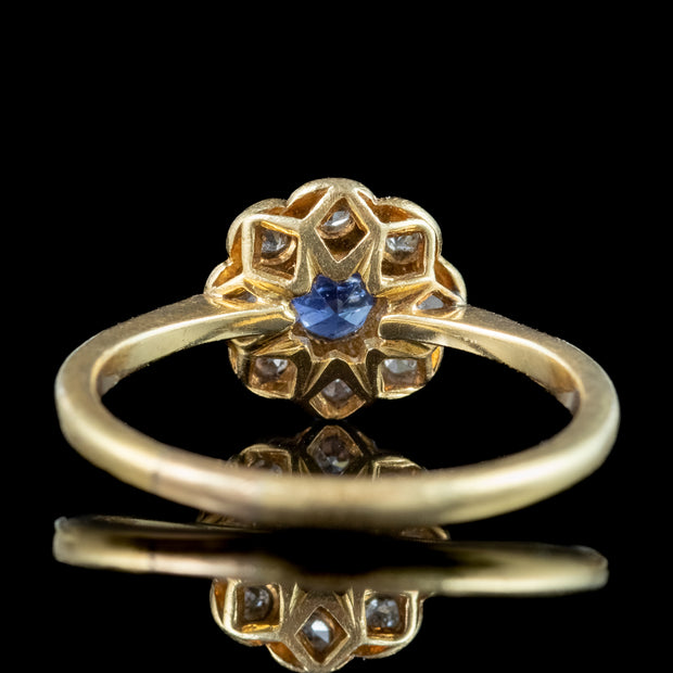 Antique Edwardian Sapphire Diamond Daisy Cluster Ring 