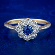 Antique Edwardian Sapphire Diamond Daisy Cluster Ring 