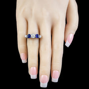 Antique Edwardian Sapphire Diamond Ring 1.87ct Sapphire 1.94ct Diamond With Cert 