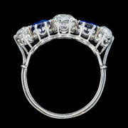 Antique Edwardian Sapphire Diamond Ring 1.87ct Sapphire 1.94ct Diamond With Cert 