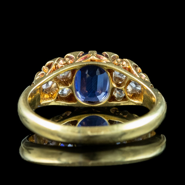 Antique Edwardian Sapphire Diamond Ring 1.3ct Blue Sapphire Dated 1903