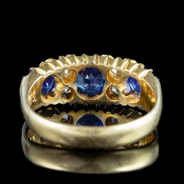 Antique Edwardian Sapphire Diamond Ring 1.4ct Sapphire Dated 1904