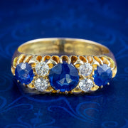 Antique Edwardian Sapphire Diamond Ring 1.4ct Sapphire Dated 1904