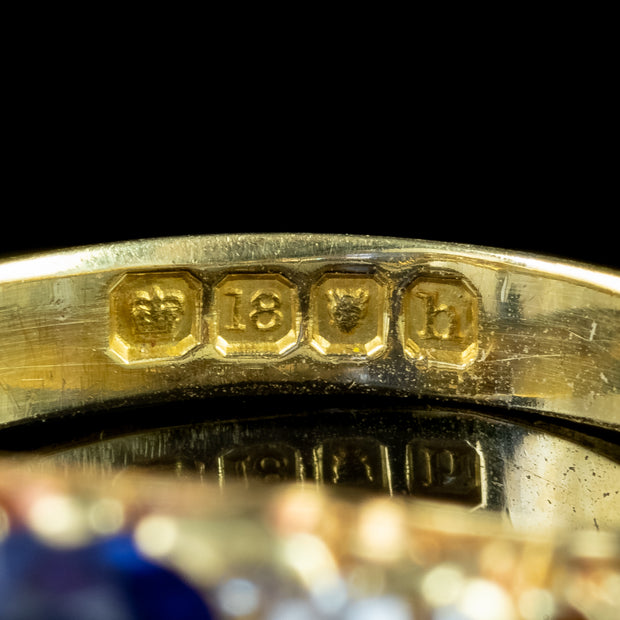 Antique Edwardian Sapphire Diamond Ring 1.3ct Blue Sapphire Dated 1903