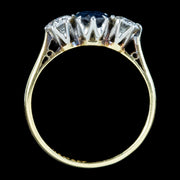 Antique Edwardian Sapphire Diamond Trilogy Ring 0.80ct Sapphire