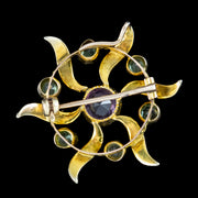 Antique Edwardian Suffragette Gemstone Sun Brooch 15ct Gold