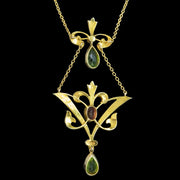 Antique Edwardian Suffragette Lavaliere Necklace 15ct Gold
