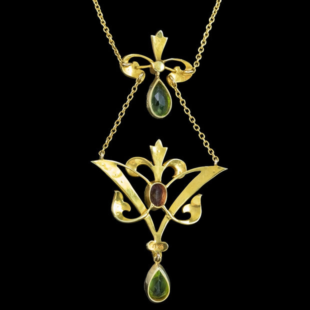 Antique Edwardian Suffragette Lavaliere Necklace 15ct Gold