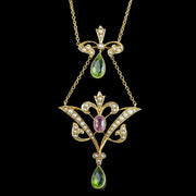 Antique Edwardian Suffragette Lavaliere Necklace 15ct Gold