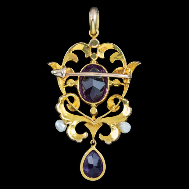 Antique Edwardian Suffragette Pendant Brooch 15ct Gold 