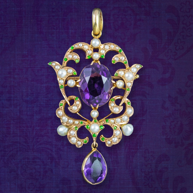 Antique Edwardian Suffragette Pendant Brooch 15ct Gold 