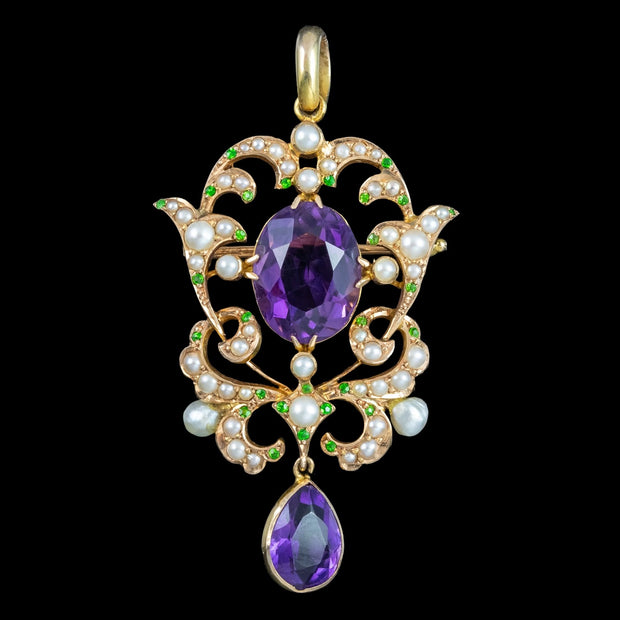 Antique Edwardian Suffragette Pendant Brooch 15ct Gold 