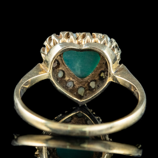Antique Edwardian Turquoise Pearl Heart Ring 