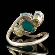 Antique Edwardian Turquoise Pearl Trilogy Twist Ring 