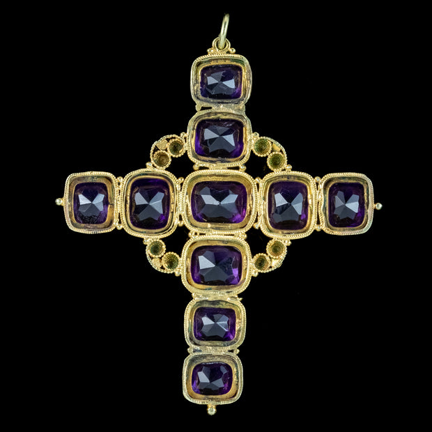 Antique Georgian Amethyst Cross Pendant 18ct Gold