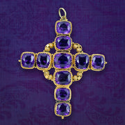 Antique Georgian Amethyst Cross Pendant 18ct Gold