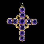 Antique Georgian Amethyst Cross Pendant 18ct Gold