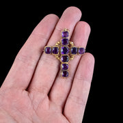 Antique Georgian Amethyst Cross Pendant 18ct Gold