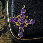 Antique Georgian Amethyst Cross Pendant 18ct Gold