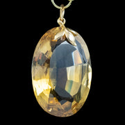 Antique Georgian Citrine Pendant Chain Necklace 50ct Citrine