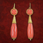 Antique Georgian Coral Day And Night Earrings 18ct Gold