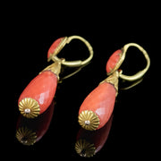 Antique Georgian Coral Day And Night Earrings 18ct Gold