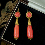 Antique Georgian Coral Day And Night Earrings 18ct Gold