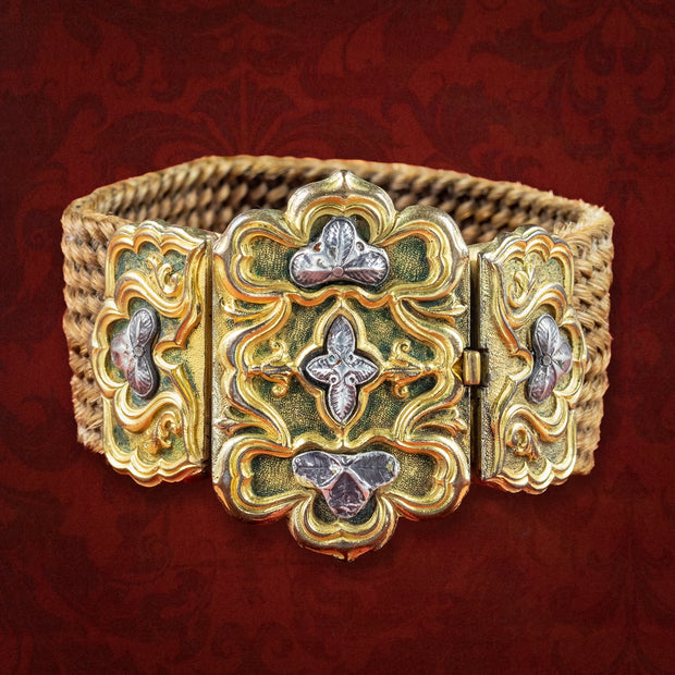 Antique Georgian Cuff Bracelet Pinchbeck Silver Clasp