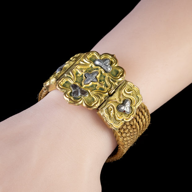 Antique Georgian Cuff Bracelet Pinchbeck Silver Clasp