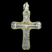 Antique Georgian Diamond Enamel Cross Pendant Brooch 18ct Gold