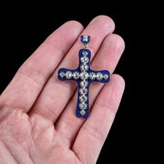 Antique Georgian Diamond Enamel Cross Pendant Brooch 18ct Gold