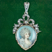 Antique Georgian Duchess Of Devonshire Diamond Portrait Pendant With Heart Box