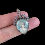 Antique Georgian Duchess Of Devonshire Diamond Portrait Pendant With Heart Box