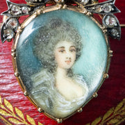 Antique Georgian Duchess Of Devonshire Diamond Portrait Pendant With Heart Box